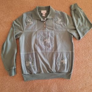 Alfred Dunner Long Sleeve Polo Sweatshirt